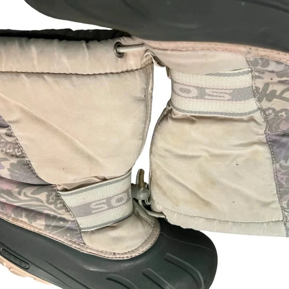 Sorel girls youth Cub Light Pink Floral Print Snow Boots SZ 3 winter waterproof - Picture 6 of 13